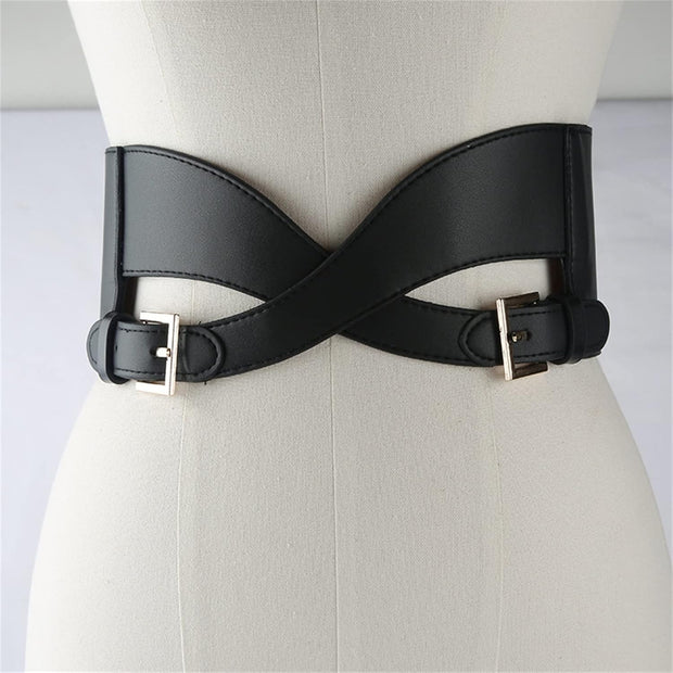 Waist Buckle Belt with Press Button Closure
