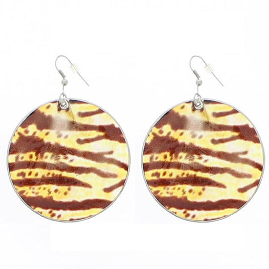 Tiger Print Disc Earrings