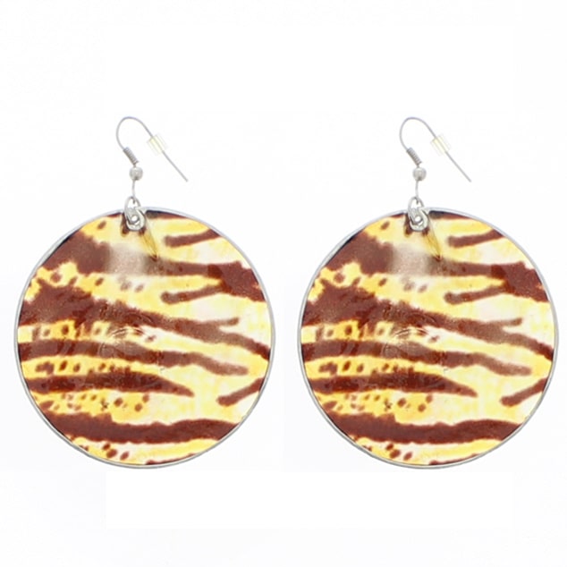 Tiger Print Disc Earrings