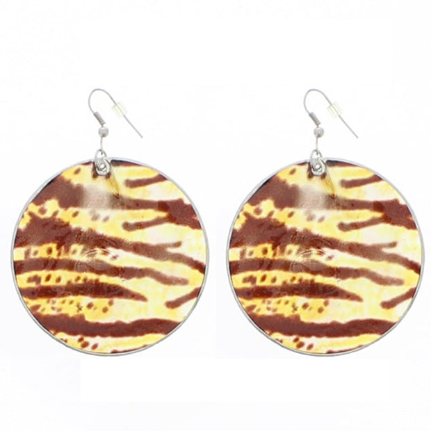 Tiger Print Disc Earrings