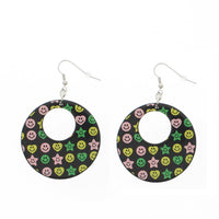 Fun Smiley Face, Heart and Star Disc Earrings