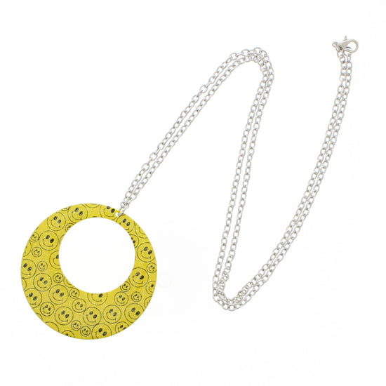 Yellow Smiley Face Pendant Necklace