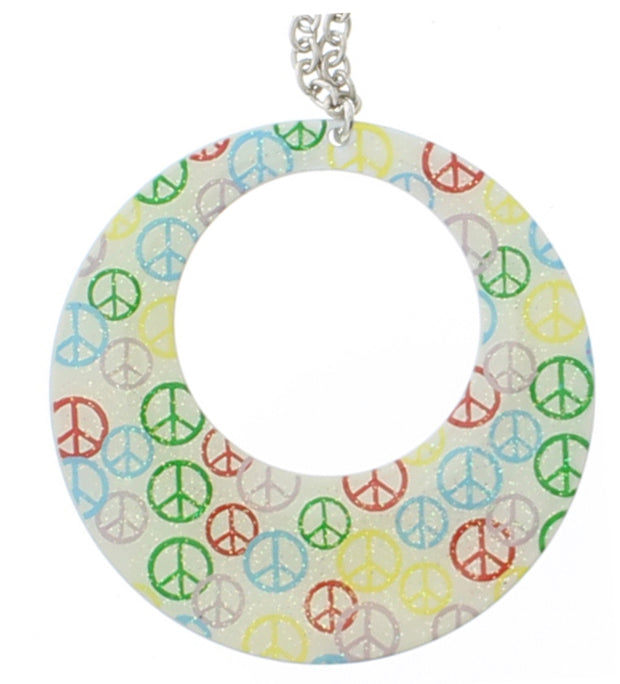 Multicolour CND Peace Sign Hoop Pendant Necklace