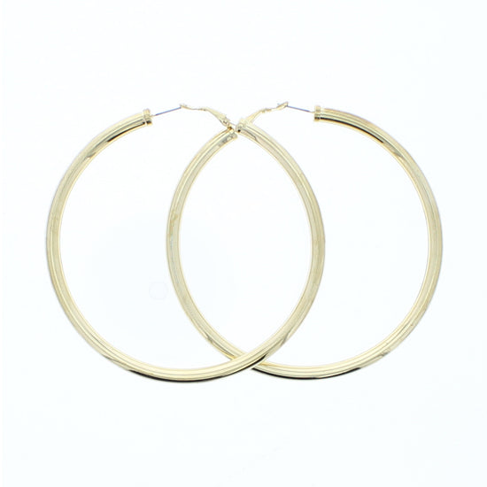 Pair of Metal Large Round Hoop Earrings