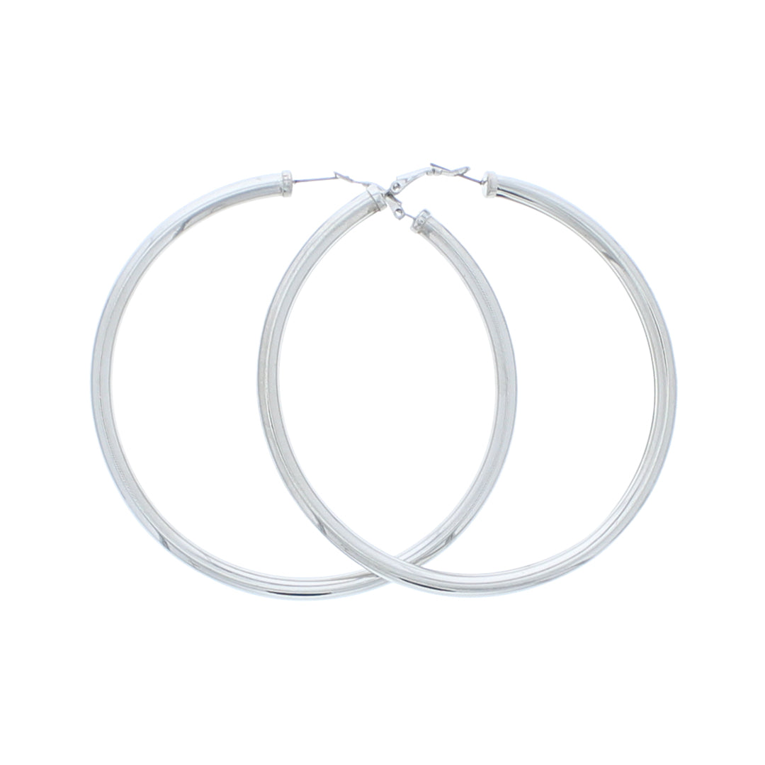 Pair of Metal Large Round Hoop Earrings