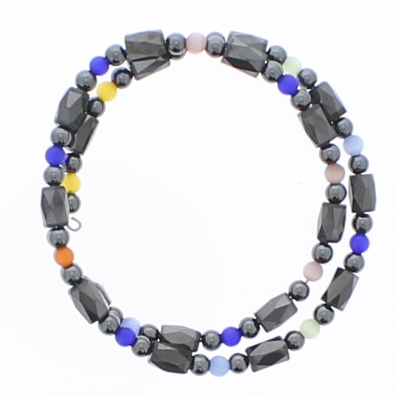 Magnetic Hematite Double Wrap Multicolour Metal Bracelet