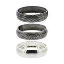 Set of 3 Metal Diamond Hammered Smooth Vintage Chunky Bangles