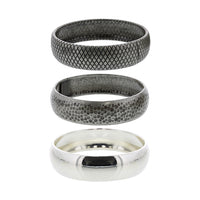 Set of 3 Metal Diamond Hammered Smooth Vintage Chunky Bangles