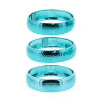 Set of 3 Metal Diamond Hammered Smooth Vintage Chunky Bangles
