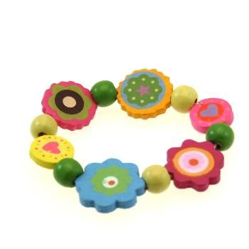 Flower Wooden Bracelet, Vibrant Beaded Jewellery