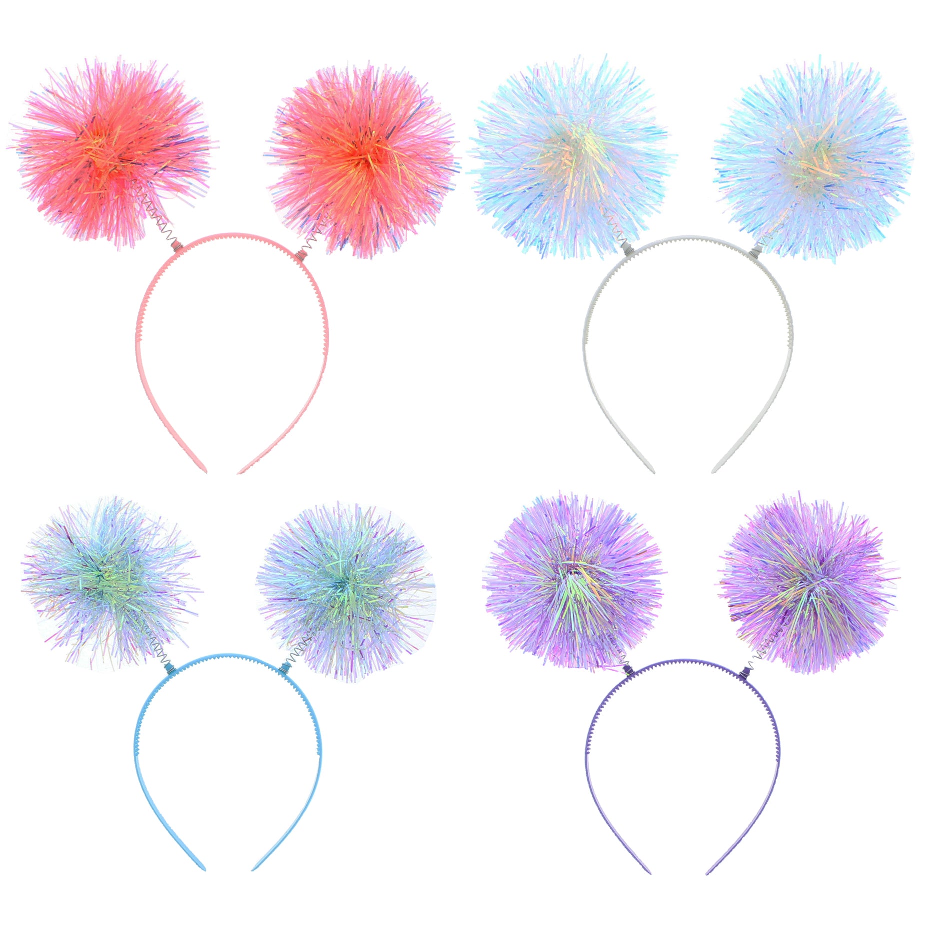 Assorted Pastel AB Colour Tinsel Pom Pom Head Boppers