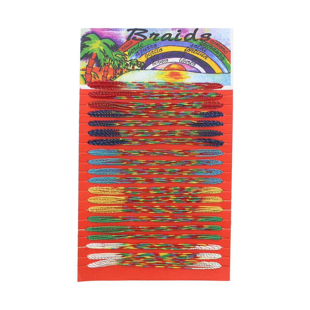 Card of 100 Multicolour Braided Friendship Bracelets