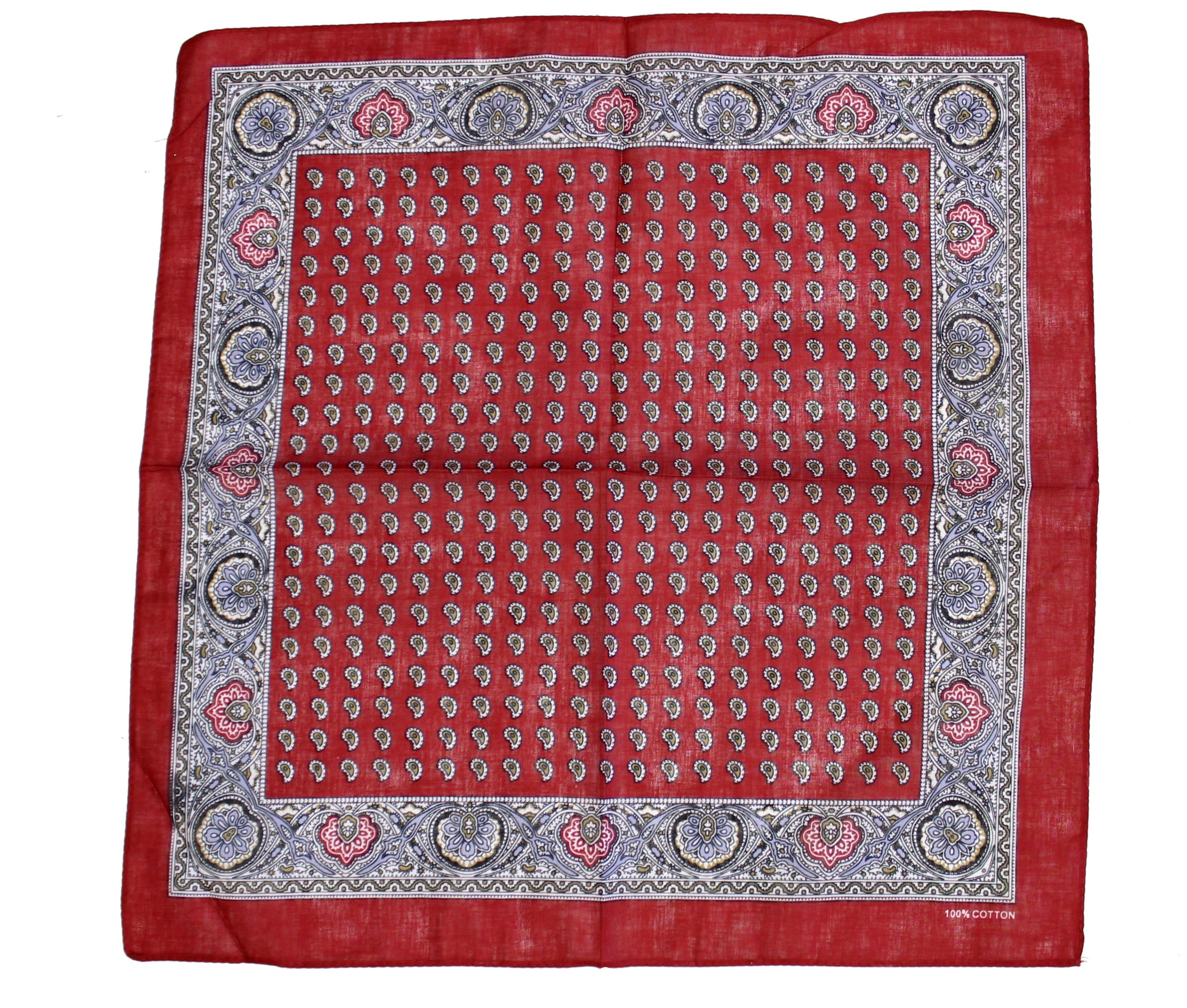 Retro Maroon Paisley Bandana with Vintage Border