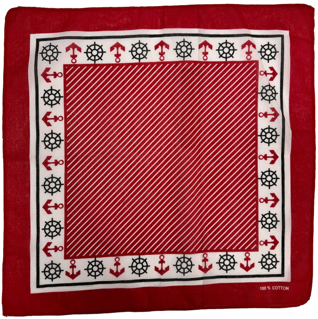 Tricolour Anchor & Nautical Wheel Bandana