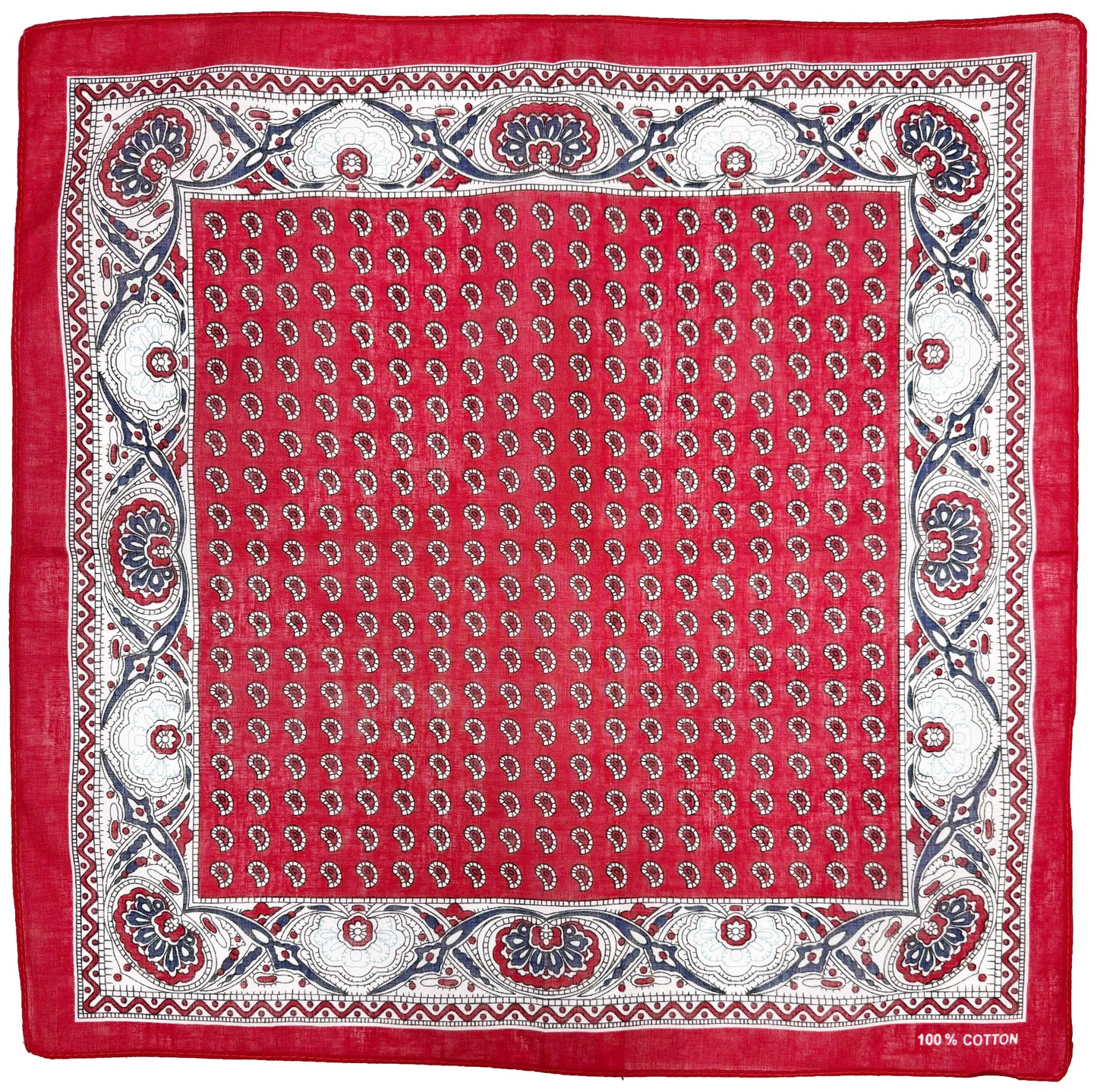 Retro Red Paisley Bandana with Vintage Border
