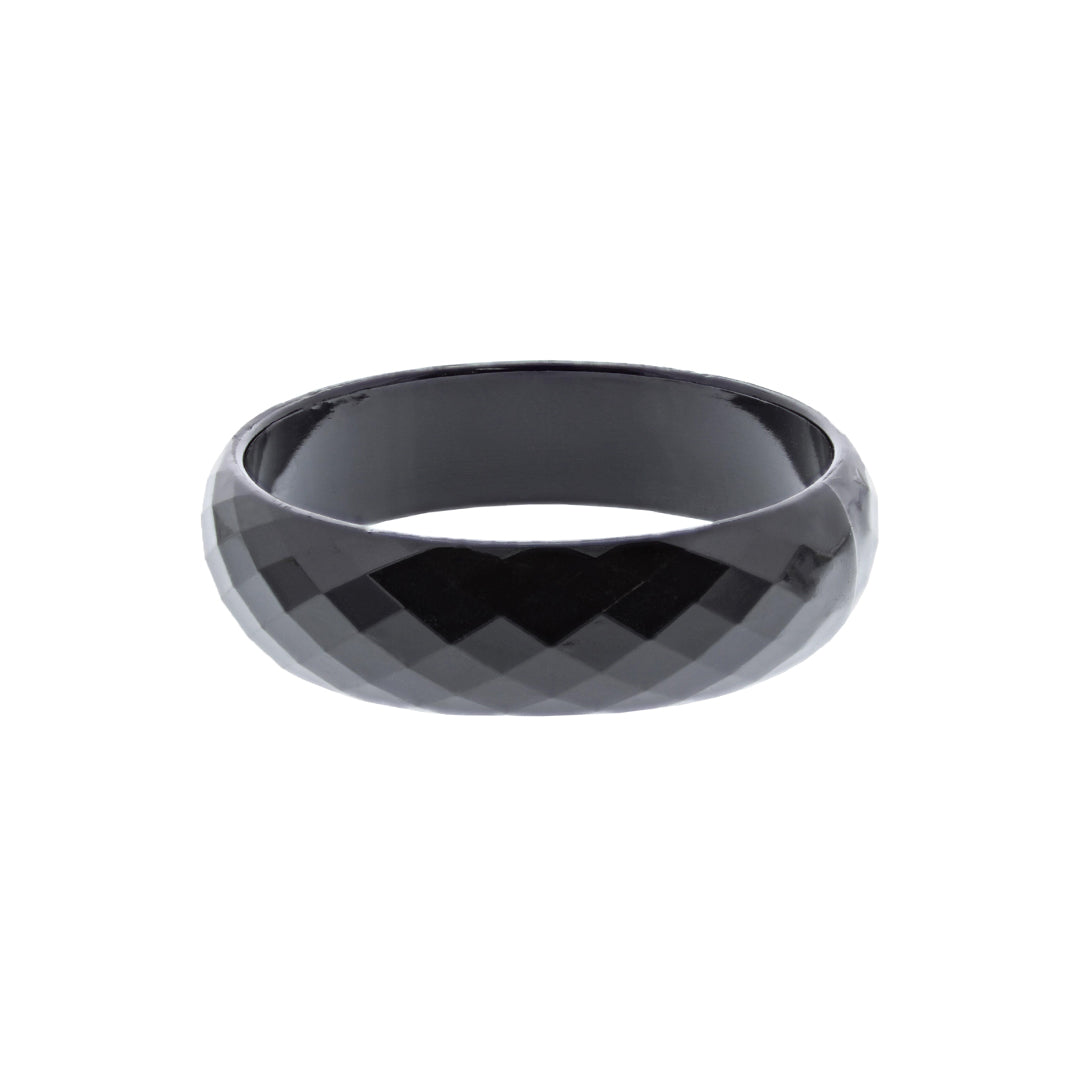 Faceted Diamond Cut Shiny Black Bangle