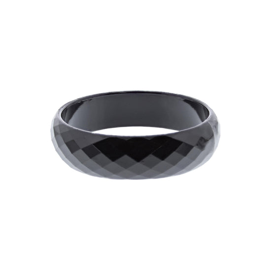 Faceted Diamond Cut Shiny Black Bangle