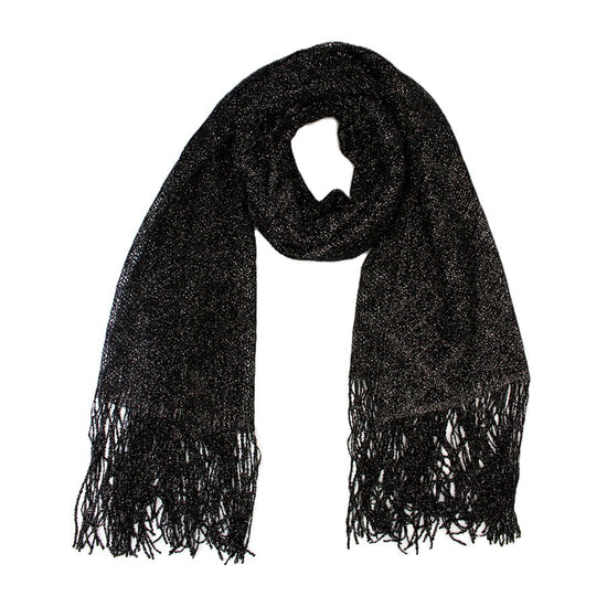 Black Glitter Chiffon Scarf