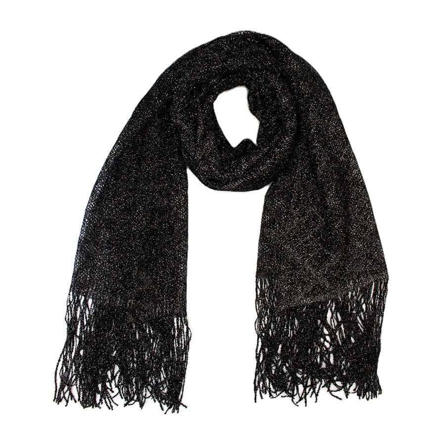 Black Glitter Chiffon Scarf