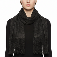 Black scarf with fringes on a white background