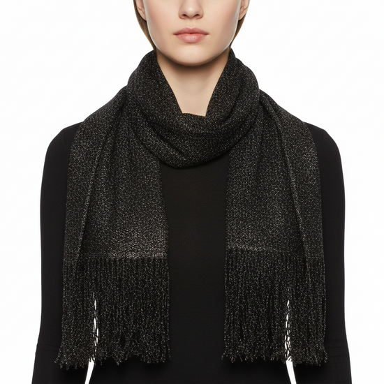 Black Glitter Chiffon Scarf