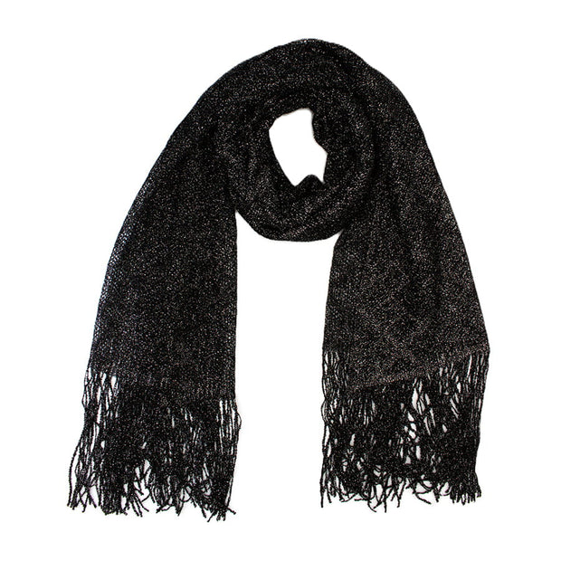 Black Glitter Chiffon Scarf