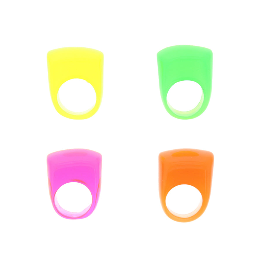 Set of 12 Plastic Neon Chunky Domed Rings