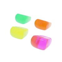 Set of 12 Plastic Neon Chunky Domed Rings