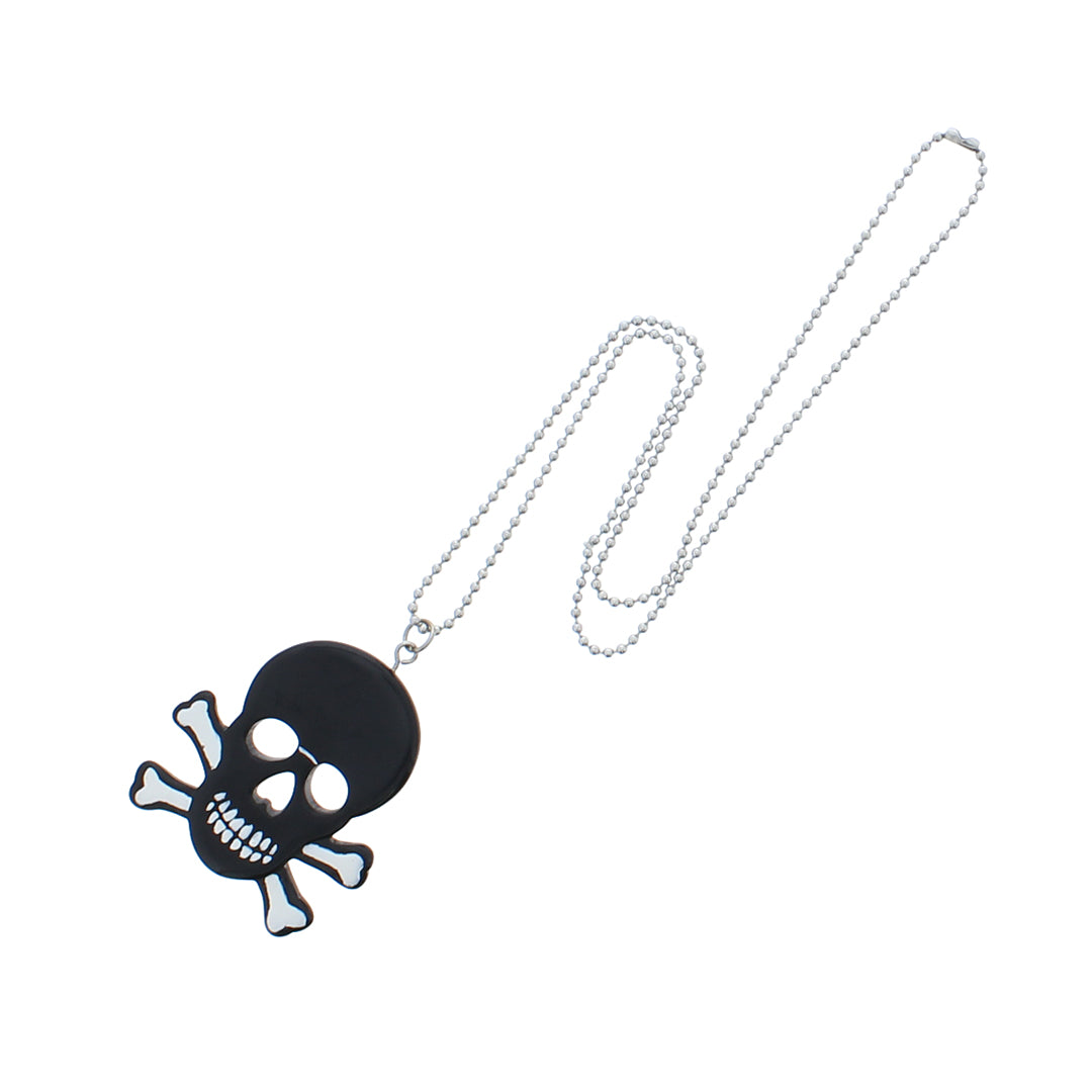 Plastic Skull Crossbones Metal Ball Chain Necklace