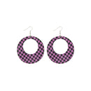 Plastic Checkered Hoop Dangle Earrings