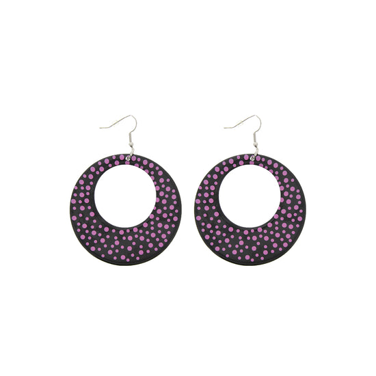 Plastic Polka Dot Round Hoop Dangle Earrings