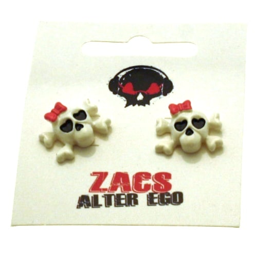Gothic Skull with Pink Bow Earrings