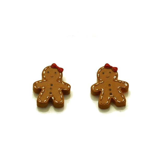 Gingerbread Men with Bows Earrings