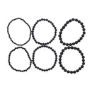 Set of 6 Assorted Size Black Bead Bracelets