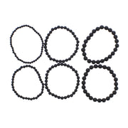 Set of 6 Assorted Size Black Bead Bracelets