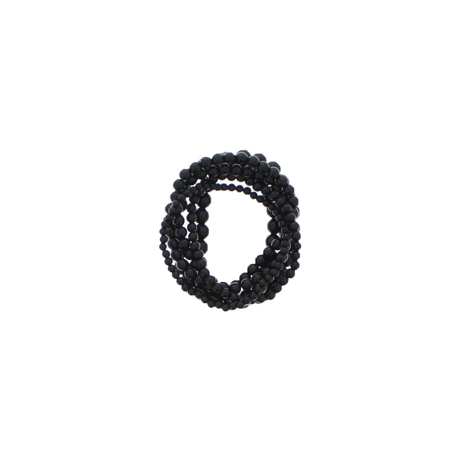 Set of 6 Assorted Size Black Bead Bracelets