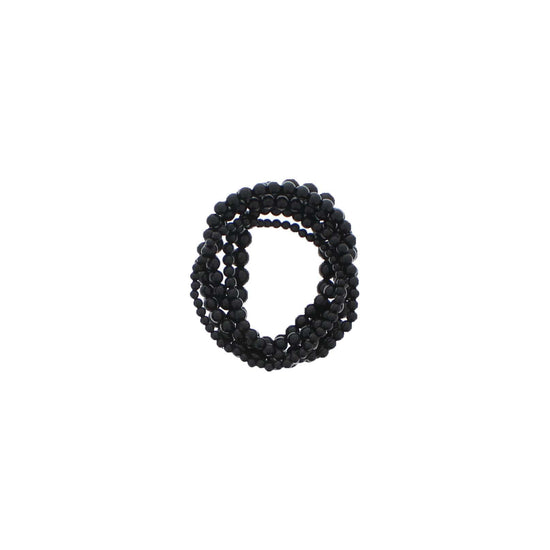 Set of 6 Assorted Size Black Bead Bracelets