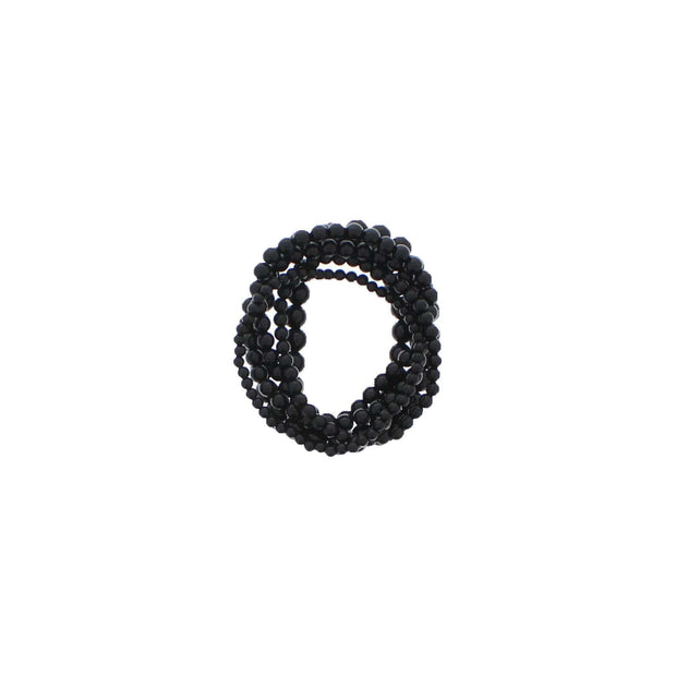Set of 6 Assorted Size Black Bead Bracelets