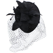 Pillbox Sequin Fascinator with Glitter Lily Flower & Mesh Net