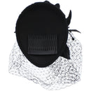 Pillbox Sequin Fascinator with Glitter Lily Flower & Mesh Net