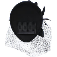 Pillbox Sequin Fascinator with Glitter Lily Flower & Mesh Net