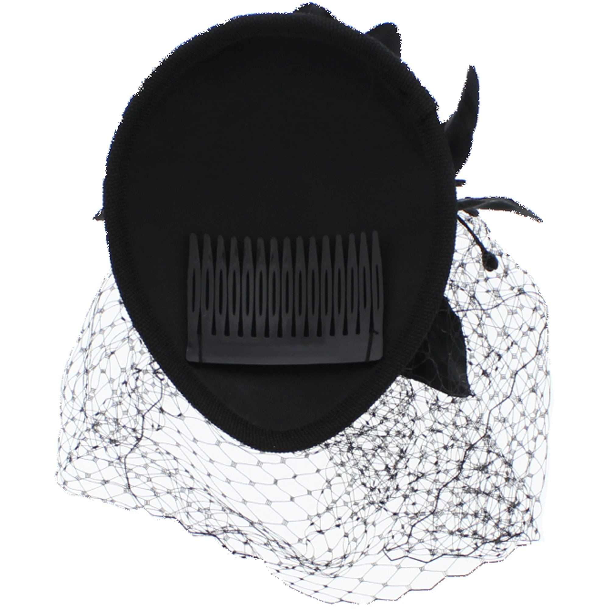 Pillbox Sequin Fascinator with Glitter Lily Flower & Mesh Net