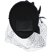 Pillbox Sequin Fascinator with Glitter Lily Flower & Mesh Net