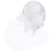 Pillbox Sequin Fascinator with Glitter Lily Flower & Mesh Net