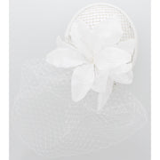 Pillbox Sequin Fascinator with Glitter Lily Flower & Mesh Net