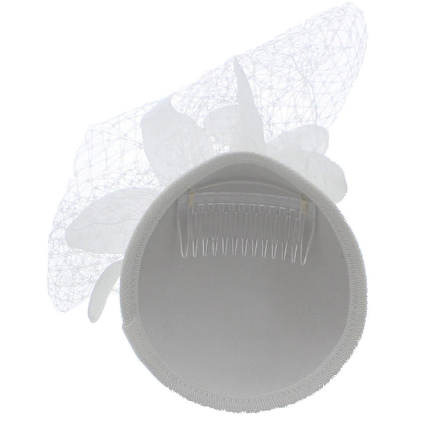 Pillbox Sequin Fascinator with Glitter Lily Flower & Mesh Net