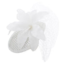 Pillbox Sequin Fascinator with Glitter Lily Flower & Mesh Net