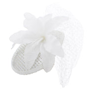 Pillbox Sequin Fascinator with Glitter Lily Flower & Mesh Net
