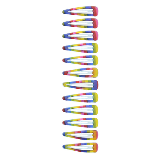 12 on a Card 5cm Translucent Rainbow Stripes Epoxy Snapclips