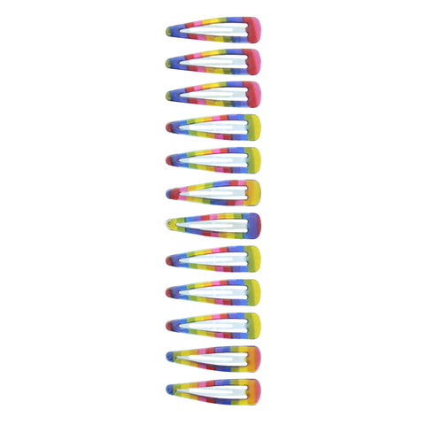 12 on a Card 5cm Translucent Rainbow Stripes Epoxy Snapclips